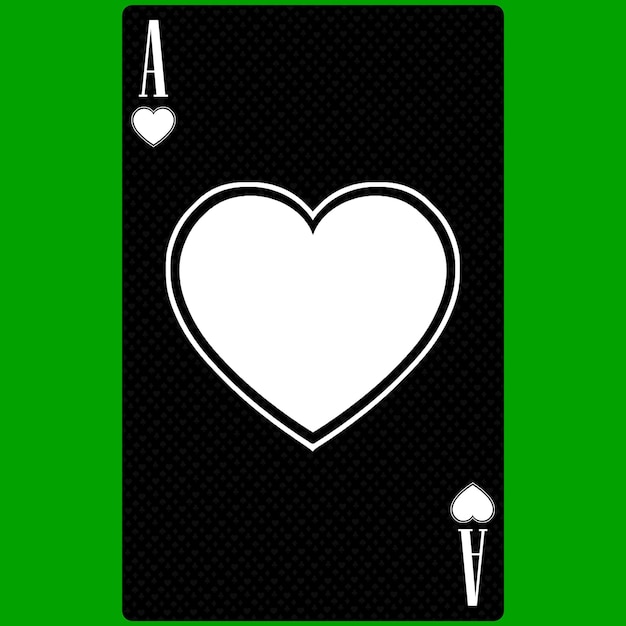 Playing card Ace of Hearts black and white modern design Standard size poker poker casino 3D render 3D illustration