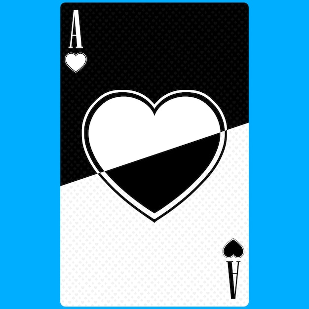 Фото Игральные карты ace of hearts черно-белый современный дизайн стандартный размер покер покер казино 3d визуализация 3d иллюстрация