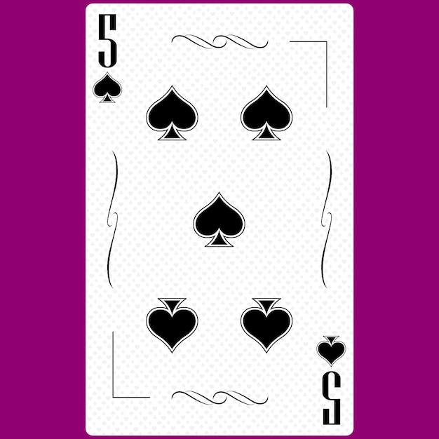playing card five suit spade 5 black and white modern design standard size poker poker casino 3d render 3d illustration