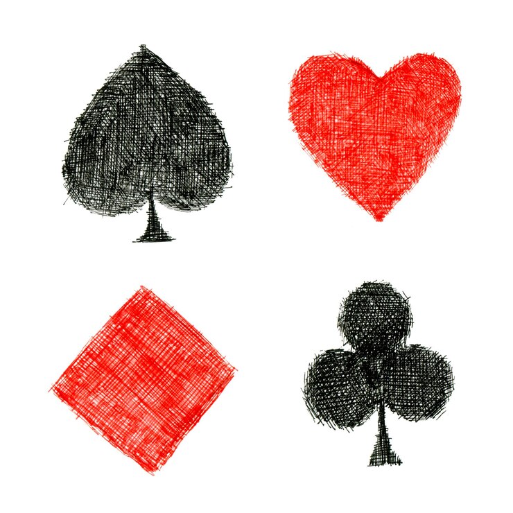 Playing card pattern drawn with a pen