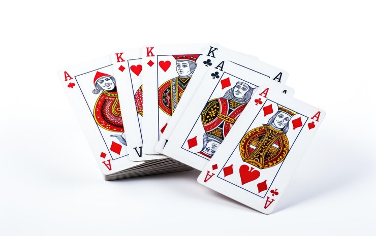 Photo playing card set isolated on white background