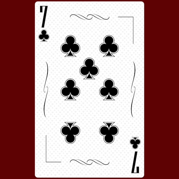 playing card seven suit of clubs 7 black and white modern design standard size poker poker casino 3d render 3d illustration