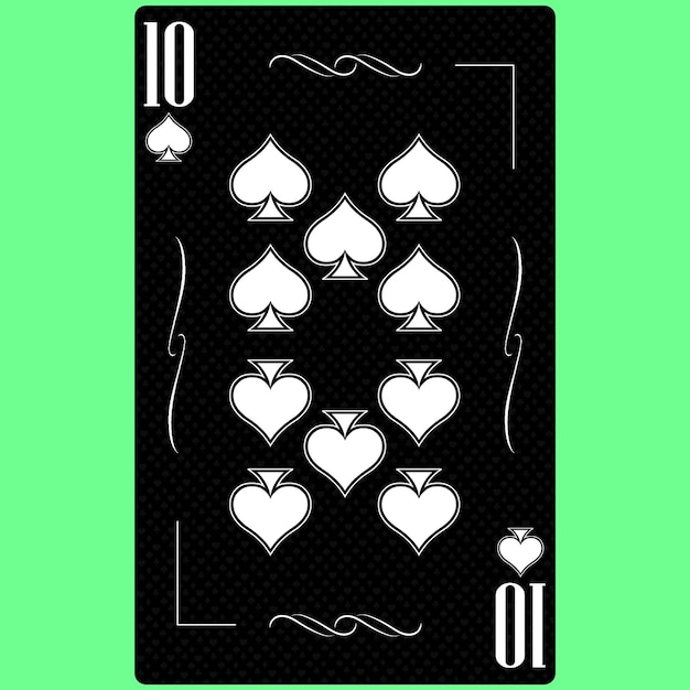 Photo playing card ten suit spades 10 black and white modern design standard size poker poker casino 3d render 3d illustration