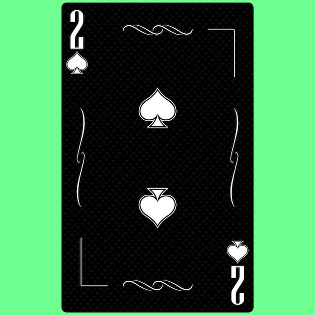 Playing card two suit of spades 2 black and white modern design\
standard size poker poker casino 3d render 3d illustration