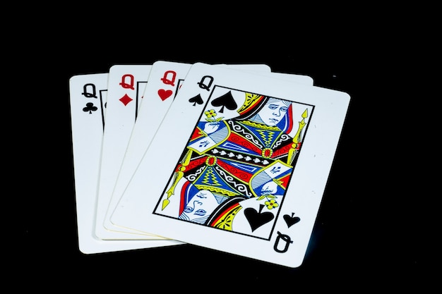 Photo playing cards on black background
