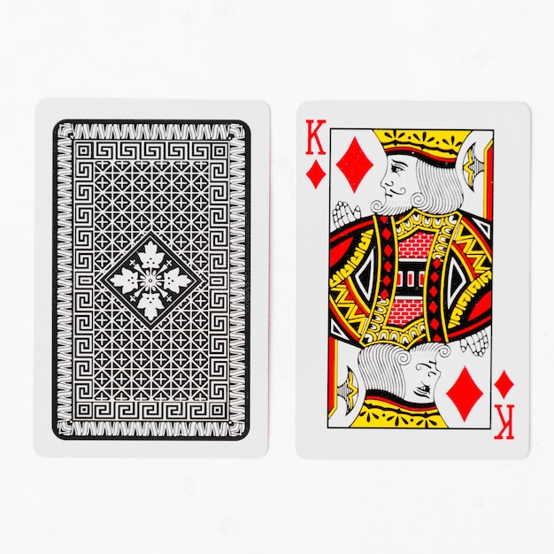 Playing Cards King card suite and back white background mockup