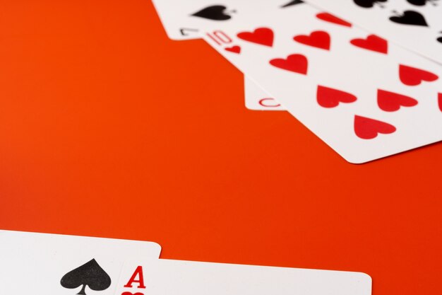 Playing cards on paper background