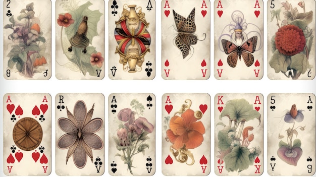 Photo playing cards and playing cards, the one on the right is a black and white version of the game.