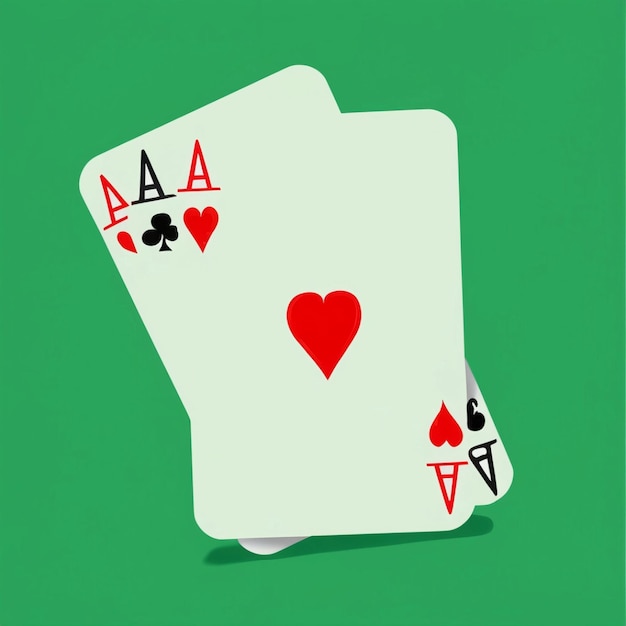 playing cards poker game on green background