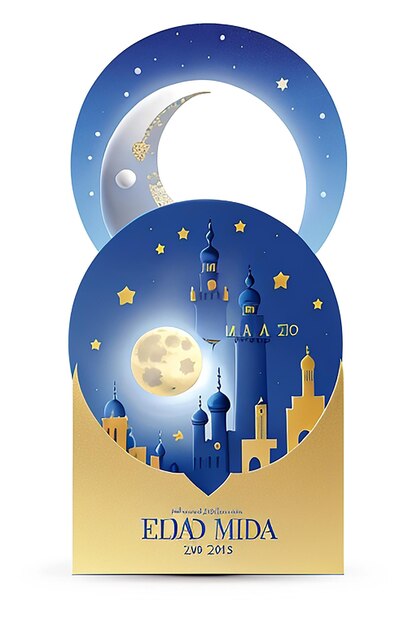 Фото Играя в лунном свете рамадана с милыми и веселыми маленькими детьми в красивом голубом небе ночи
