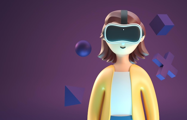 Photo playing with virtual reality glasses 3d illustration