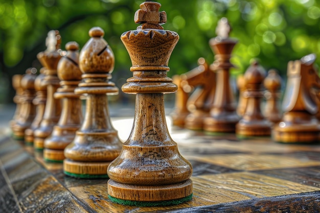 играя в деревянные шахматные фигуры