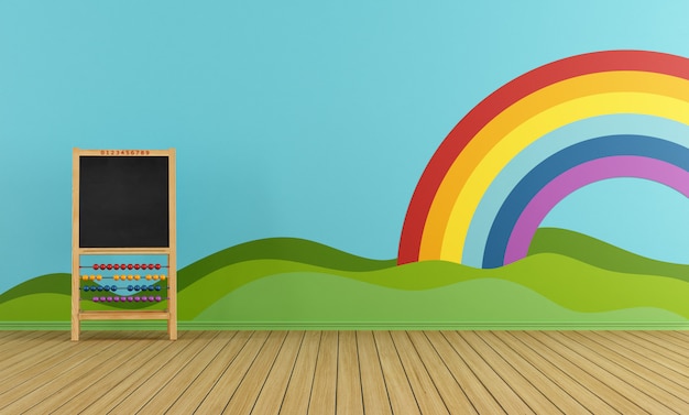 Photo playroom with blackboard