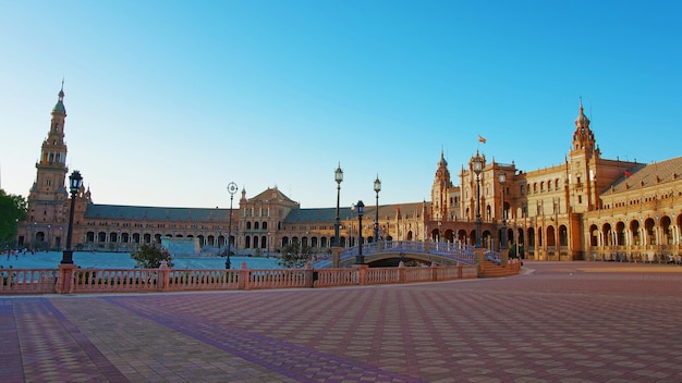 Plaza de Espana, или Испанская площадь в Севилье, Андалусия, Испания.