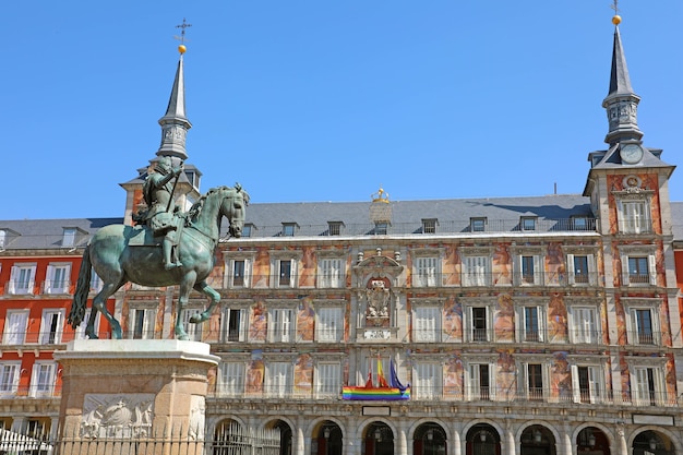 Plaza Mayor square with equestrian statue of King Philips III