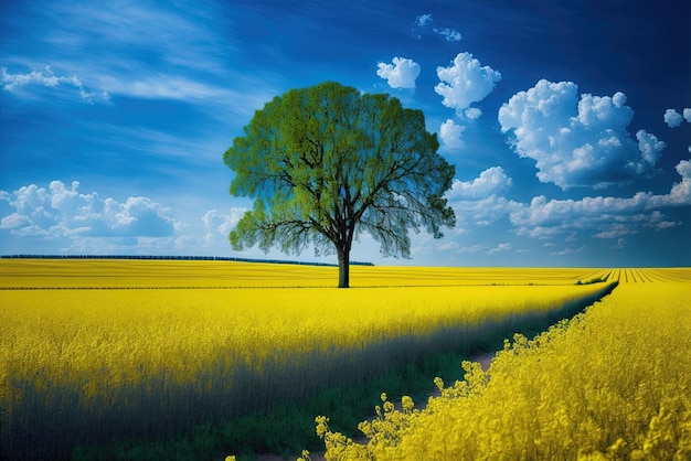 Pleasant summertime scene with trees and beautiful sky