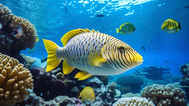 Plectorhinchus vittatus de gele Indische Oceaan