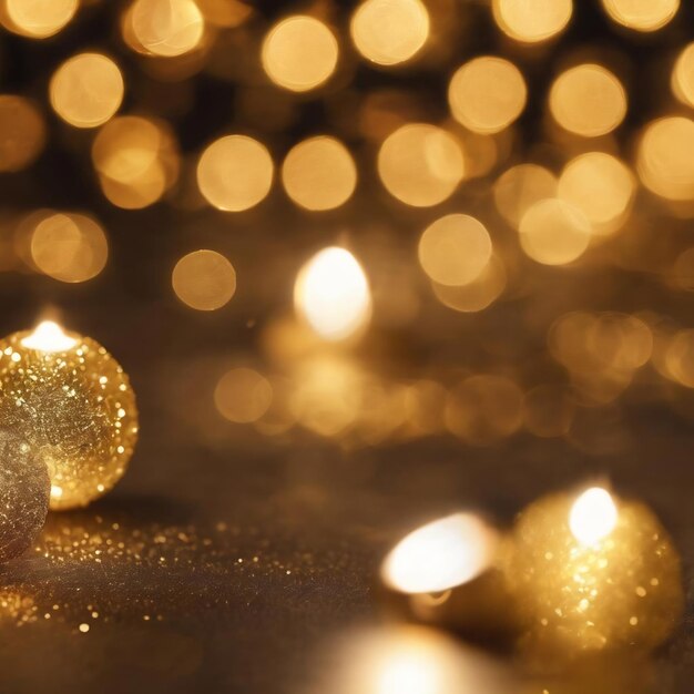 Plenty of golden sparkling bokeh from defocused garland lights