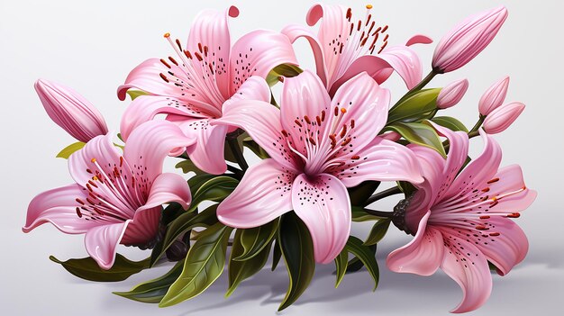 Photo plink lily flower isolated on white background realistic vector illustration