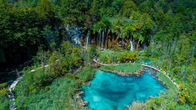Plitvice nationaal park kroatisch luchtfotografiepanorama van kroatië