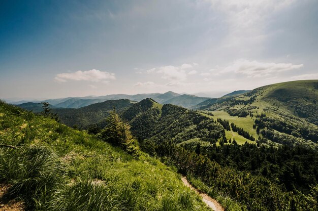 Ploska heuvel met berghut van Borisov Big Fatra bergen Slowakije Wandelen zomer Slowakije landschap