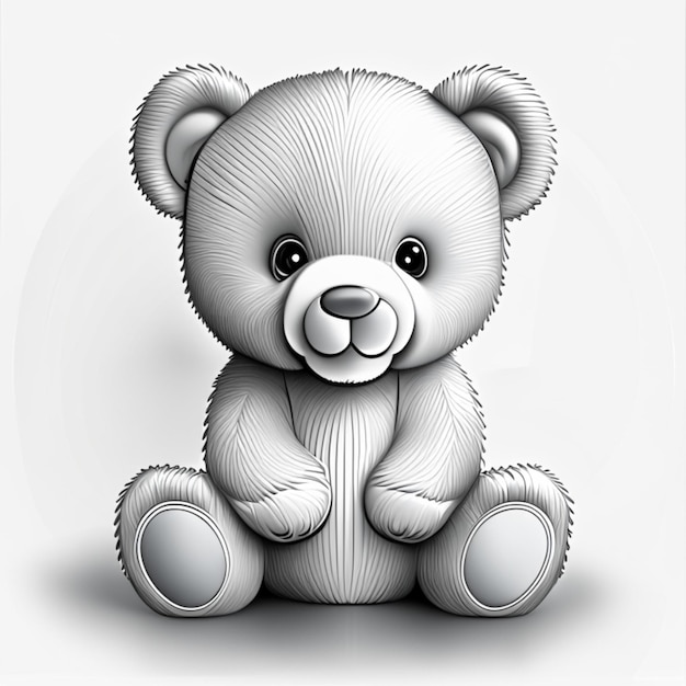Pluizige teddybeer Kleurplaat voor volwassenen Kleurplaat voor kinderen