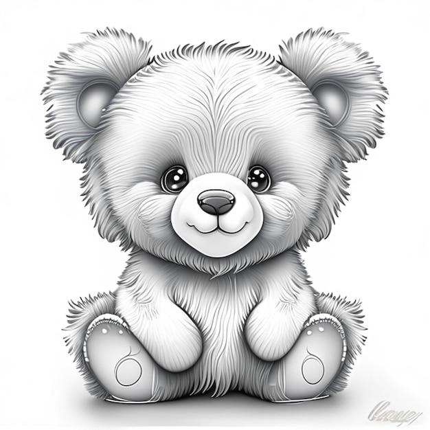 Pluizige teddybeer Kleurplaat voor volwassenen Kleurplaat voor kinderen