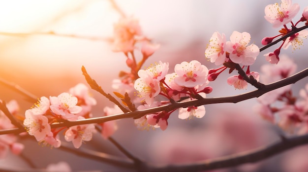 梅の花のサンバーストの背景