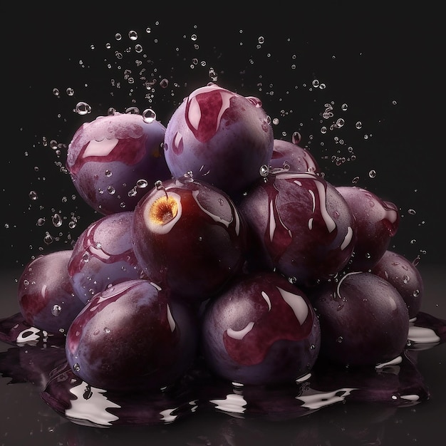 plum explosion splatter on background