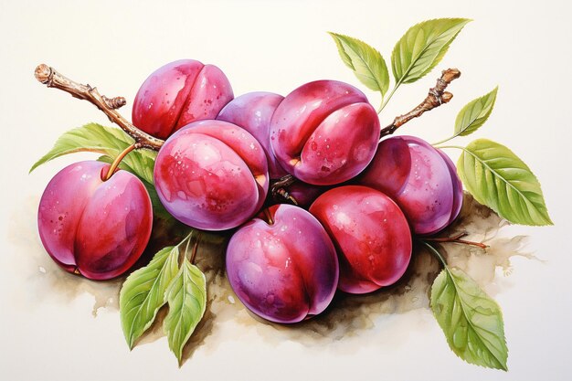 <unk>나무 과일 수채화 그림