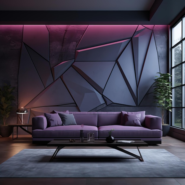 Плюм геометрически текстурированная 3D пустая стена с красивым освещением