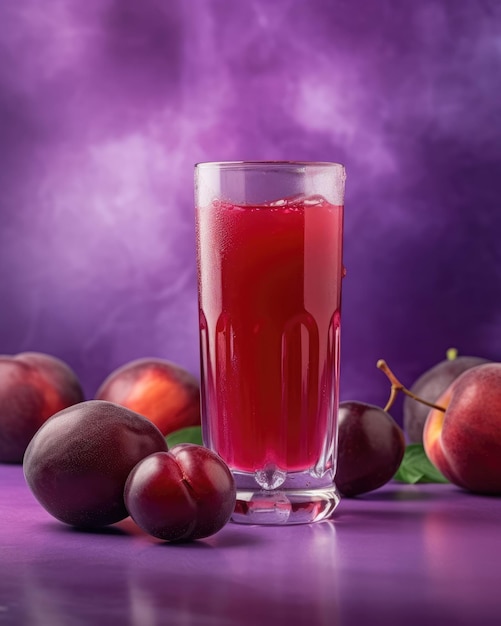 Photo plum juice with studio background