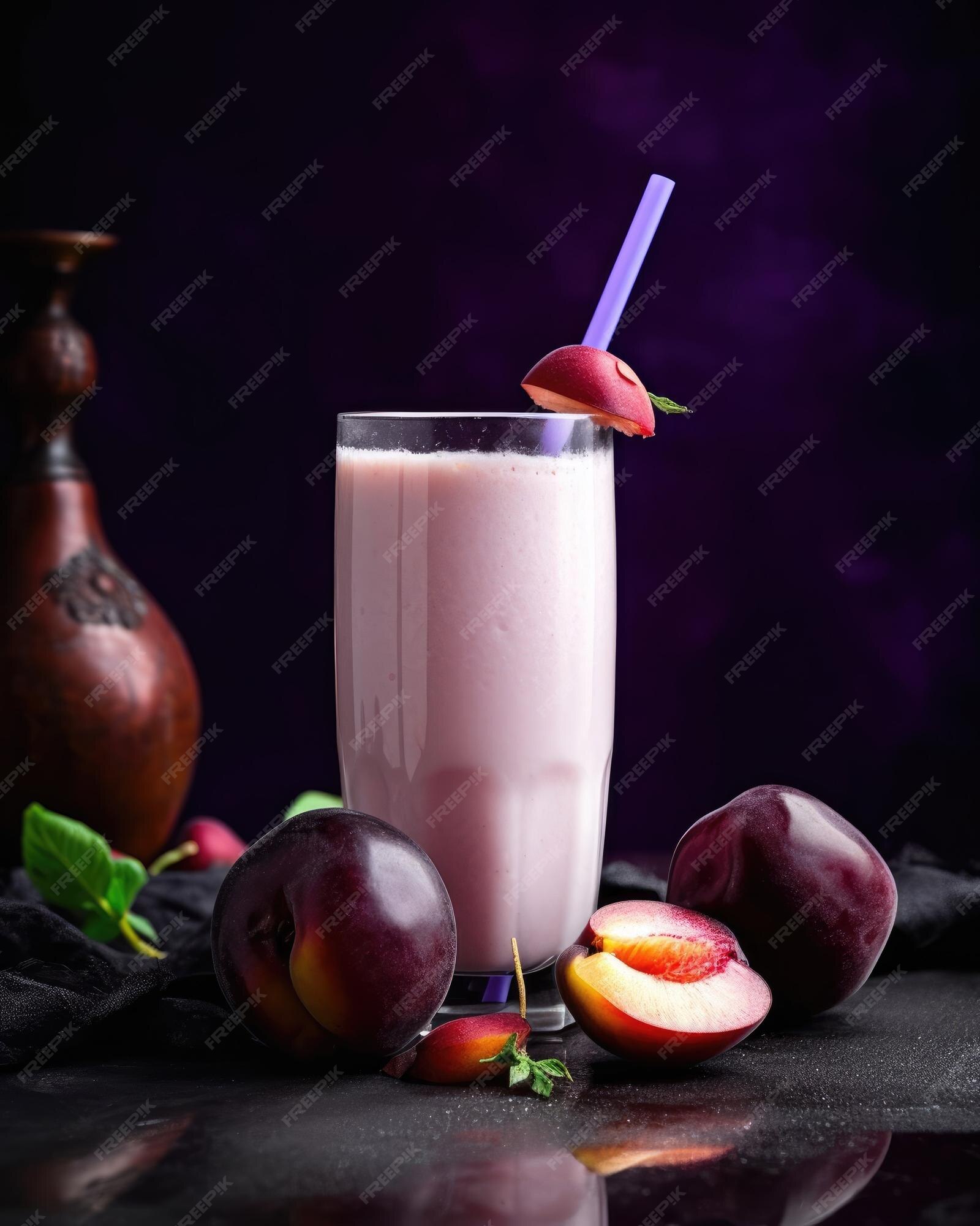 Premium Photo | Plum milkshake with studio background