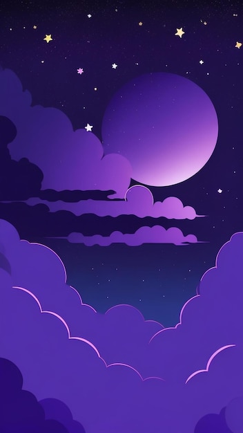 Photo plum purple nocturne a view to the night sky with white clouds in enchanted hues