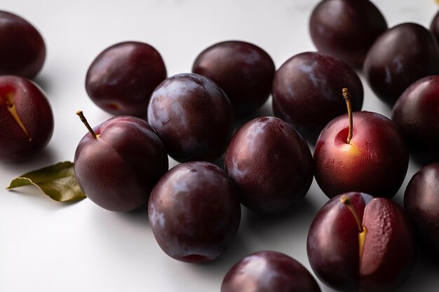 Photo plum on white background