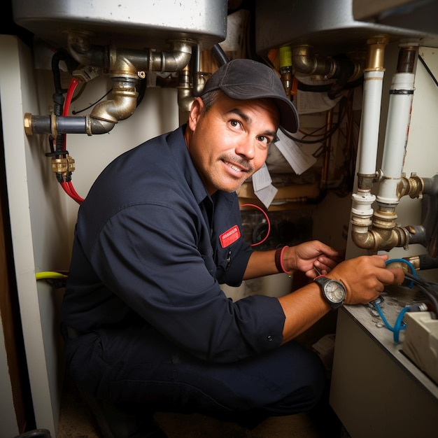 Plumber on the Job repairing a pipe