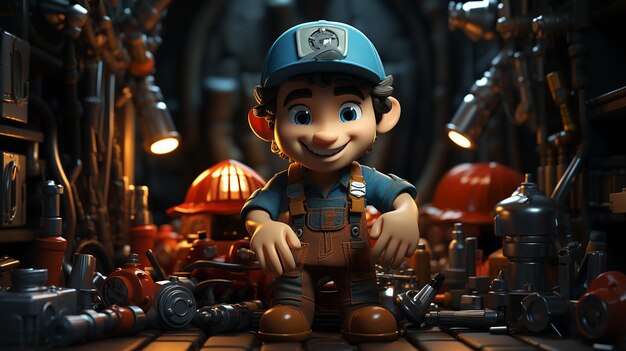 Plumber Mascot Cartton Mechanic Service