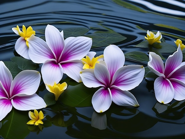 Plumeria bloemen in water HD behang