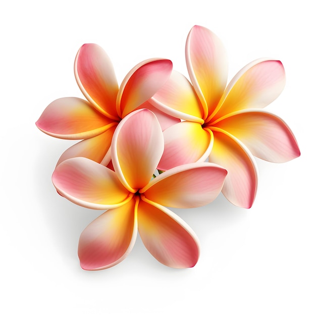 사진 plumeria 또는 frangipani 열 대 꽃 흰색 배경에 고립