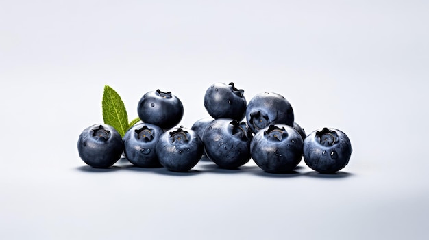 Plump blueberries on a clean white backdrop