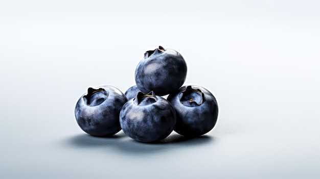 Plump blueberries on a clean white backdrop