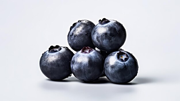 Plump blueberries on a clean white backdrop