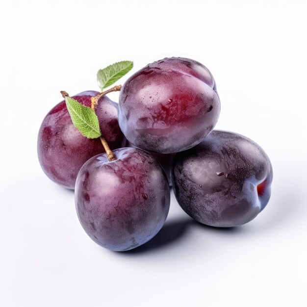 Plums fruit isolated on white background