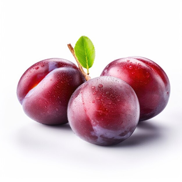 Plums isolated on white background generative AI