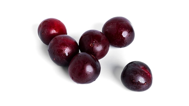 Plums isolated on a white background. 