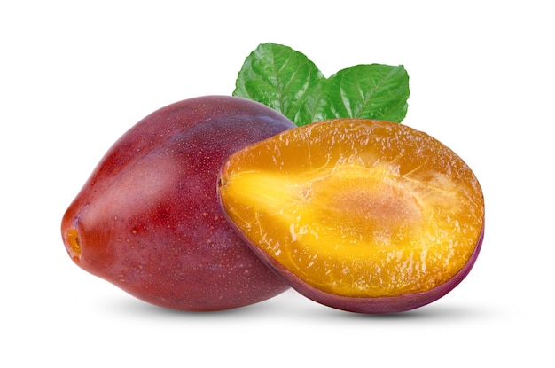 Plums plum prunes  fruit isolated on a white background