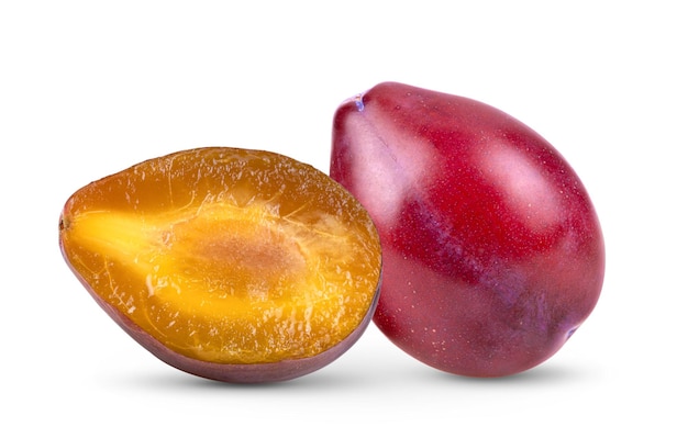 Plums plum prunes  fruit isolated on a white background