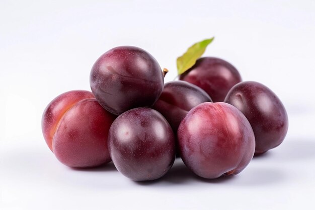 Plums on a white background AI Generated