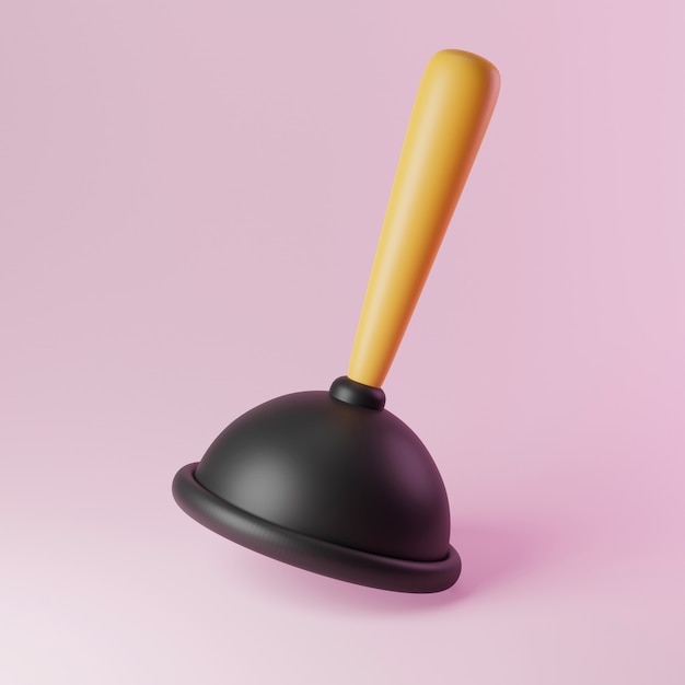 Plunger for clearing blockages in pipes 3d illustration