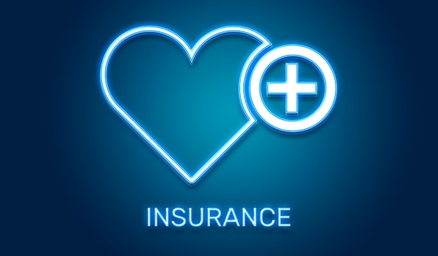 Plus and insurance neon icon.